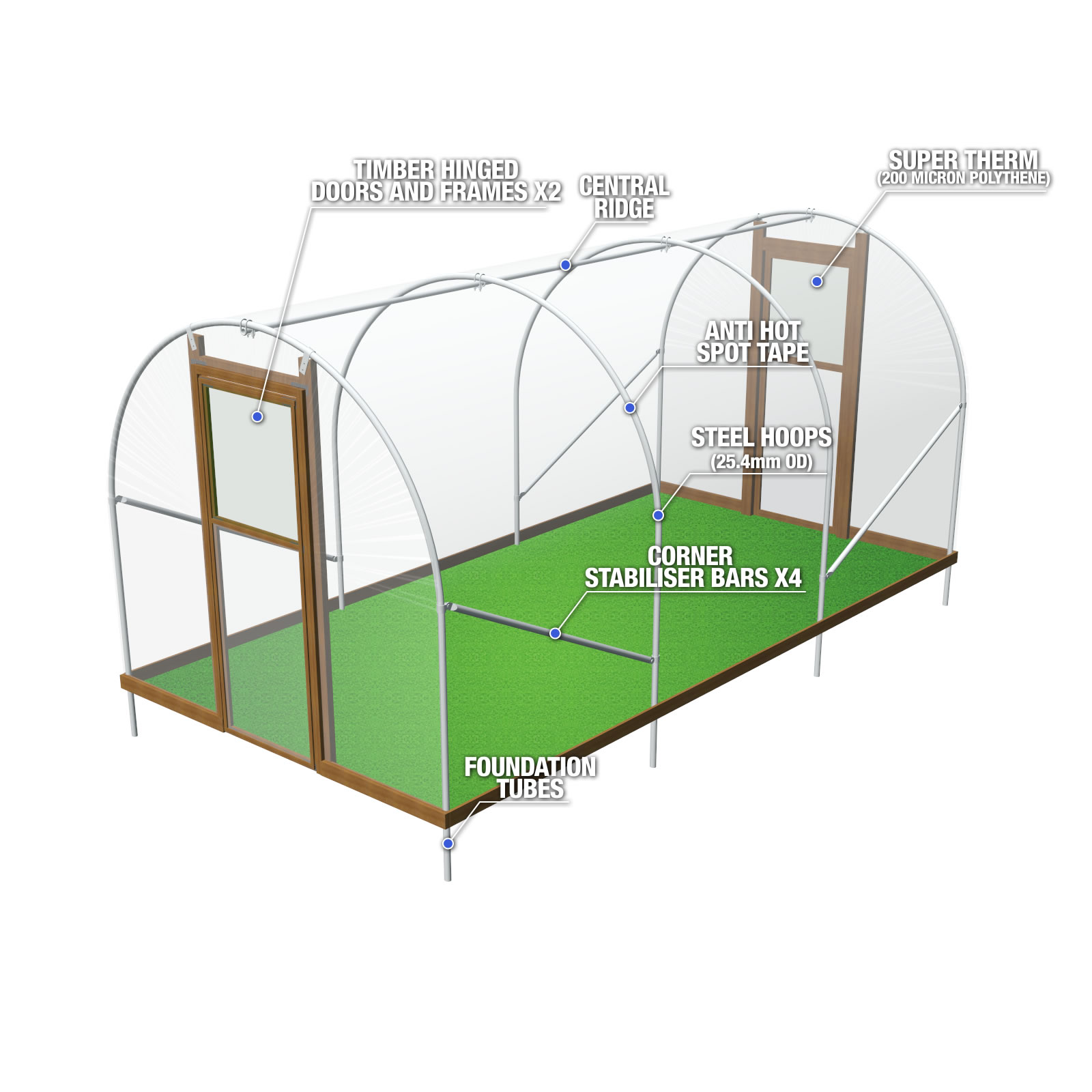 8FT Wide Poly Tunnels Domestic Garden Polytunnels Plastic Polythene