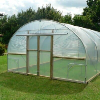 a clear polythene polytunnel