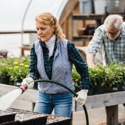 gardeners working on their container gardening