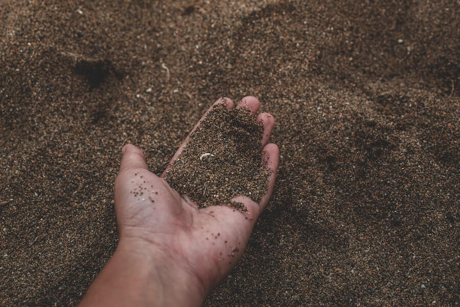 a gardener examining good soil