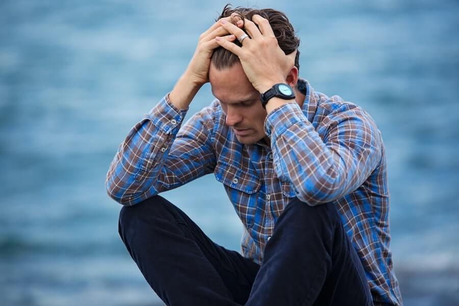 anxious looking man