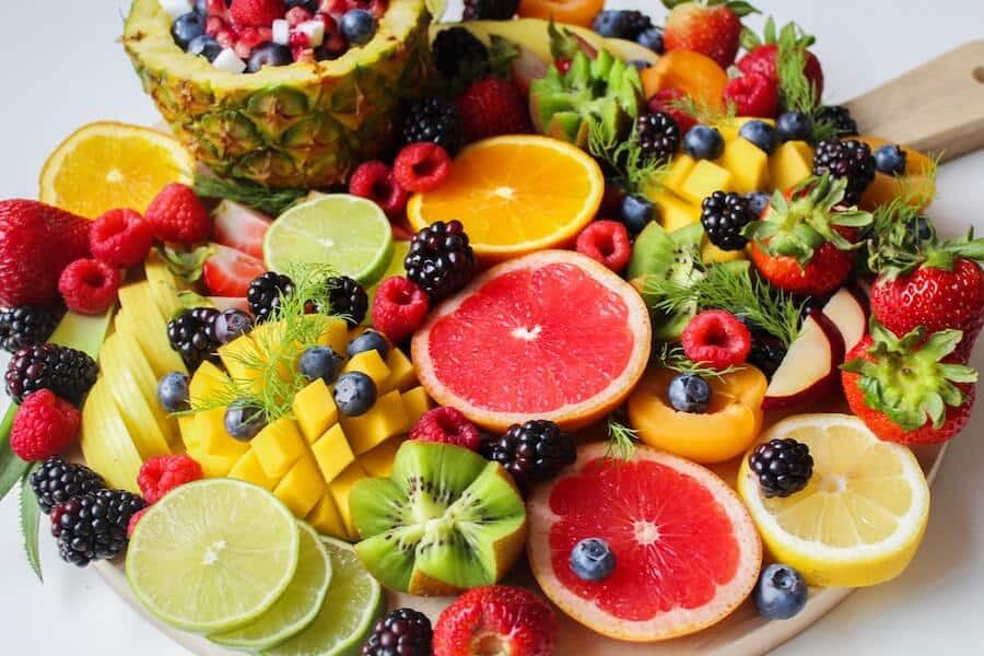 board of fresh fruit and veg
