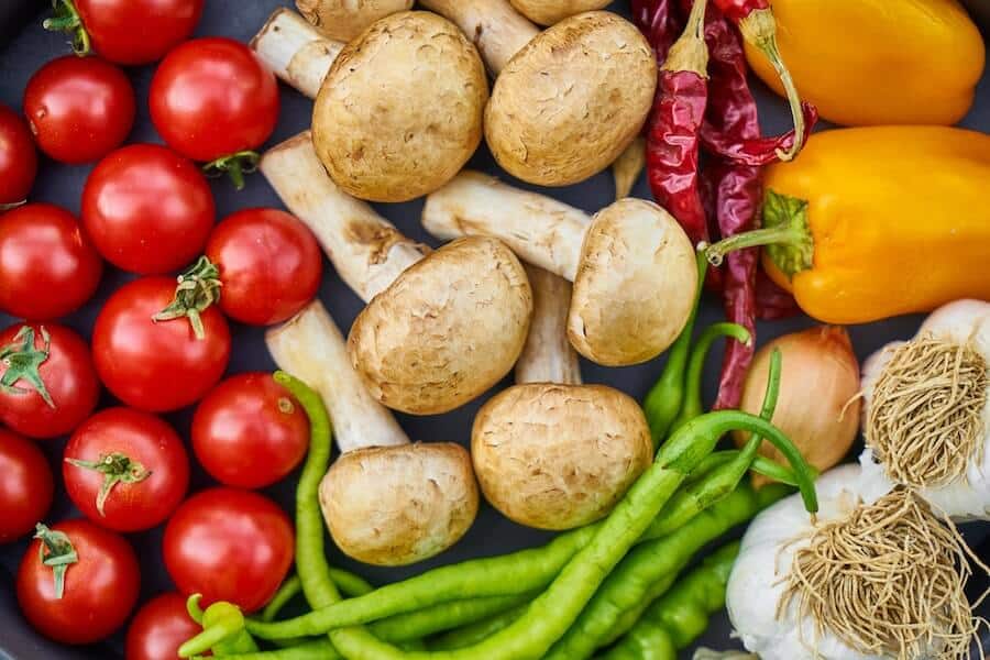 fresh vegetables on a chopping board