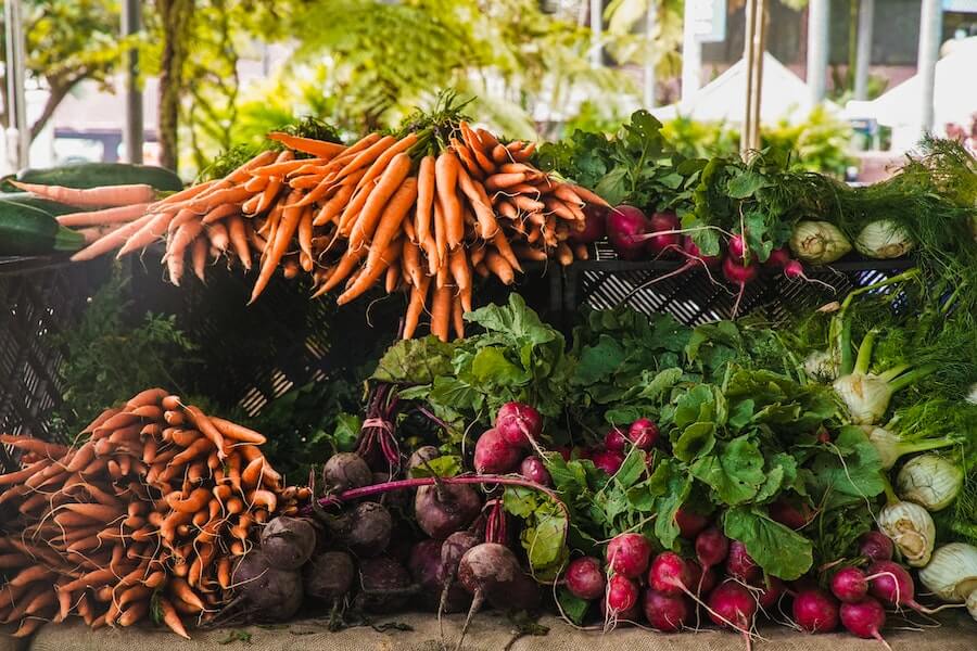 fresh vegetables at a market