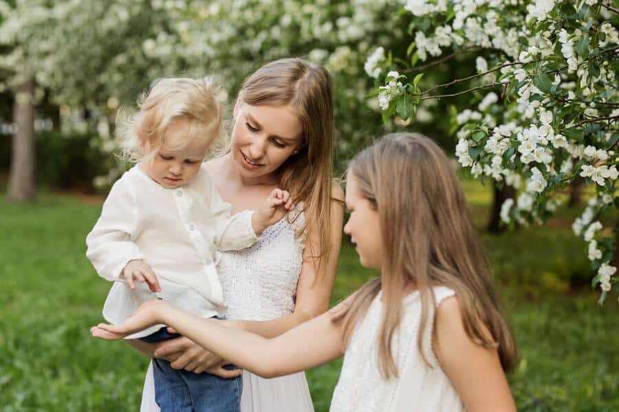 a family exploring their wellbeing garden