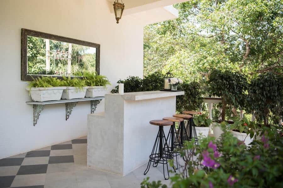 a garden mirror that reflects sunlight