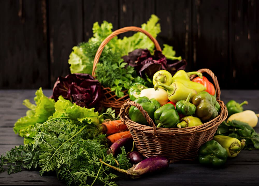 assortment of herbs and vegetables