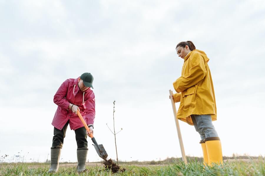 gardeners using spades from garden tools list