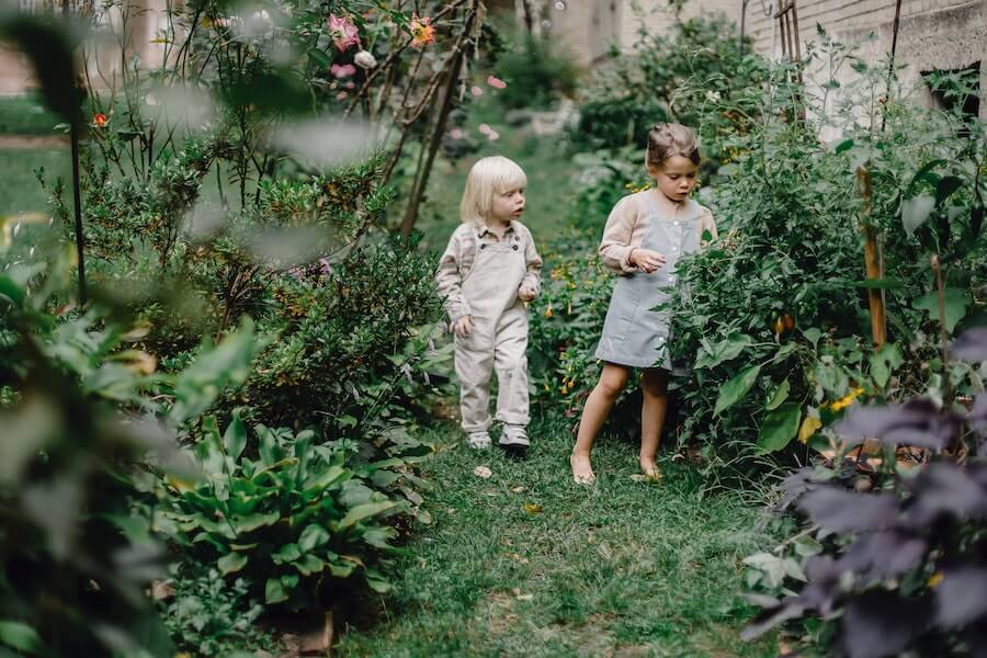 children in garden