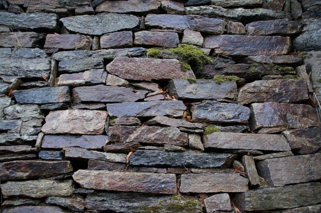a stone garden wall