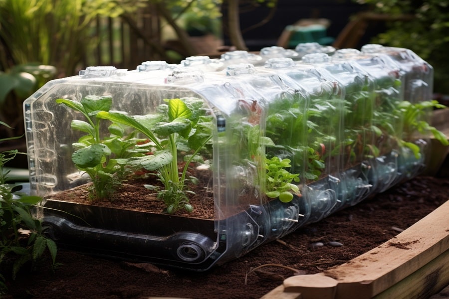 DIY cold frame made from plastic bottles