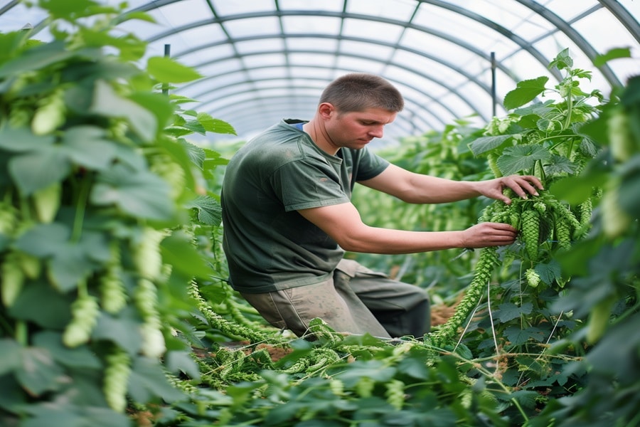 plant and growing hops