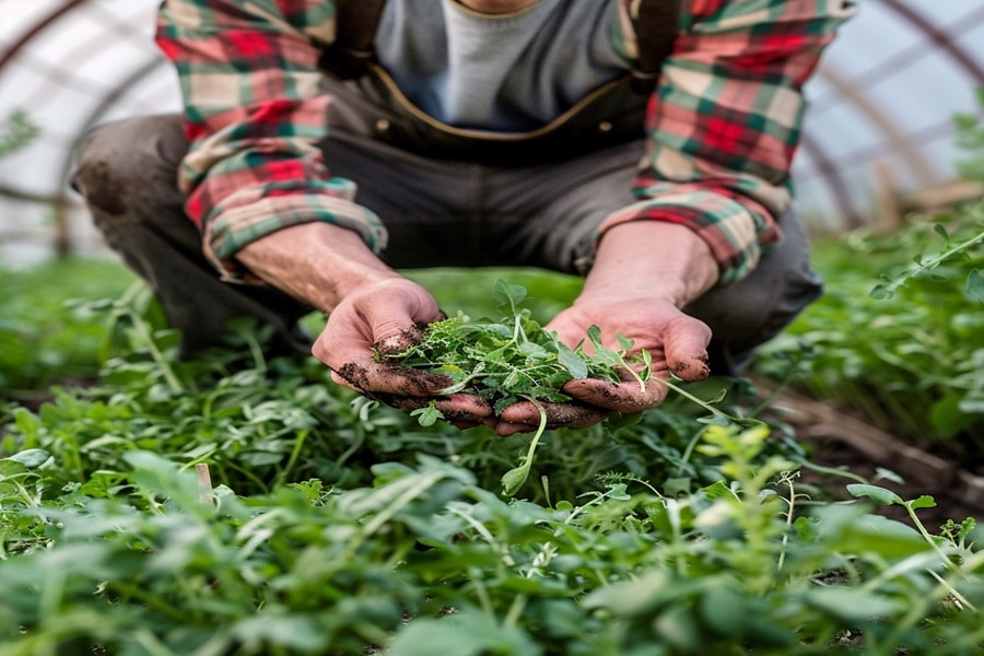 how to grow rocket in a polytunnel