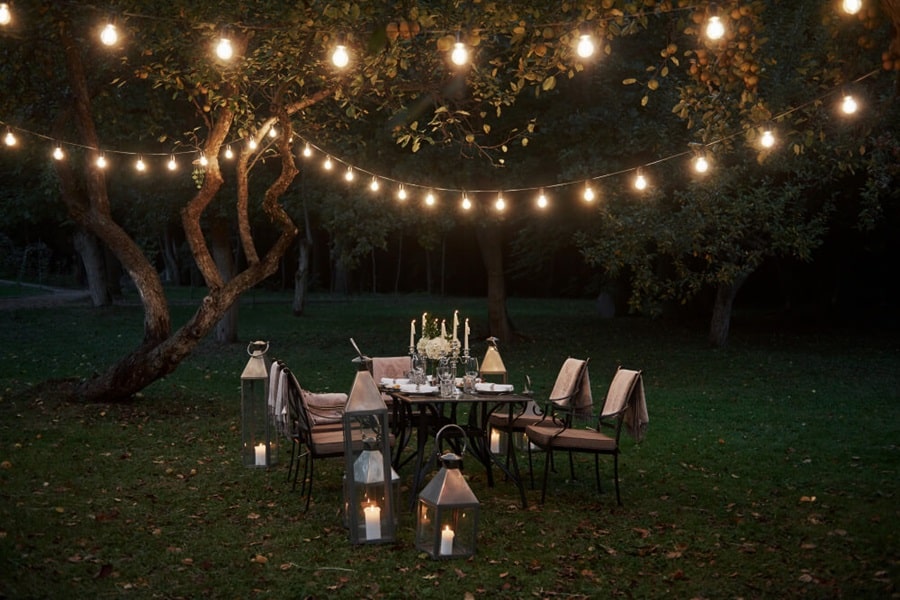 lighting on how to make a small garden look bigger