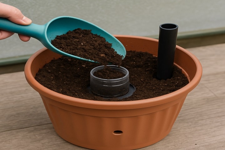 how to make a planter self watering fill with soil