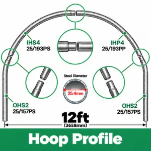 12ft (3.66m) Wide Polytunnel Hoop