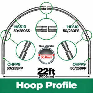 22ft (6.71m) Wide Polytunnel Hoop