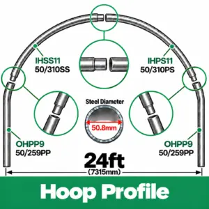 24ft (7.32m) Wide Polytunnel Hoop