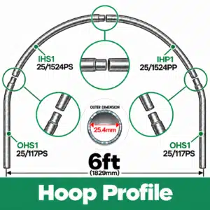 6ft (1.83m) Wide Polytunnel Hoop