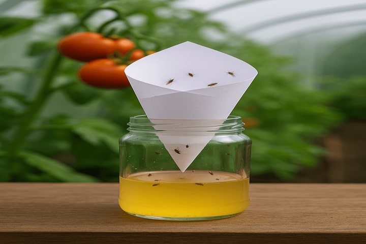 how to get rid of fruit flies paper cone in a jar