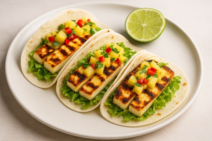 summer recipes grilled halloumi tacos