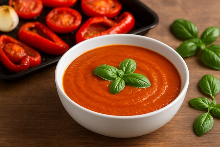 summer recipes roasted tomato and red pepper soup