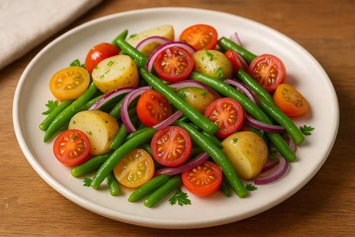 tomato green bean and potato salad summer recipes