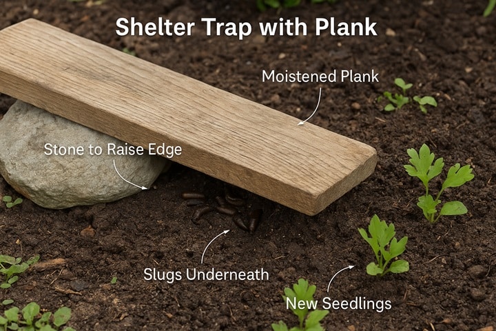 slug trap with plank