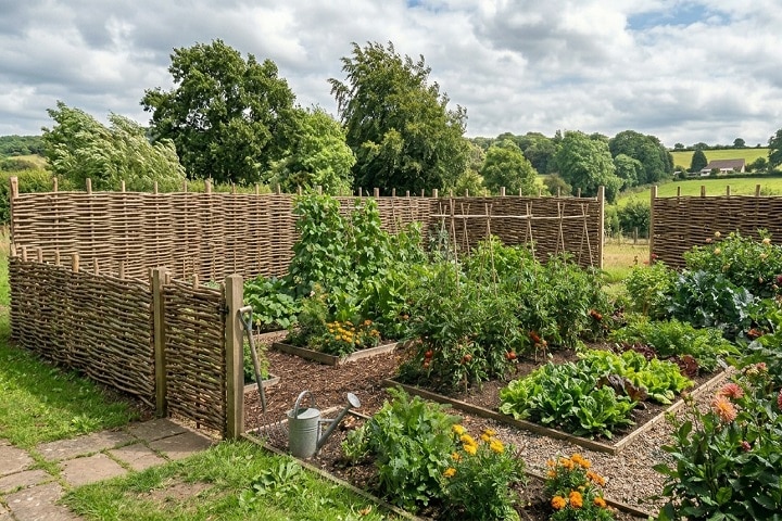 garden windbreak ideas woven fence