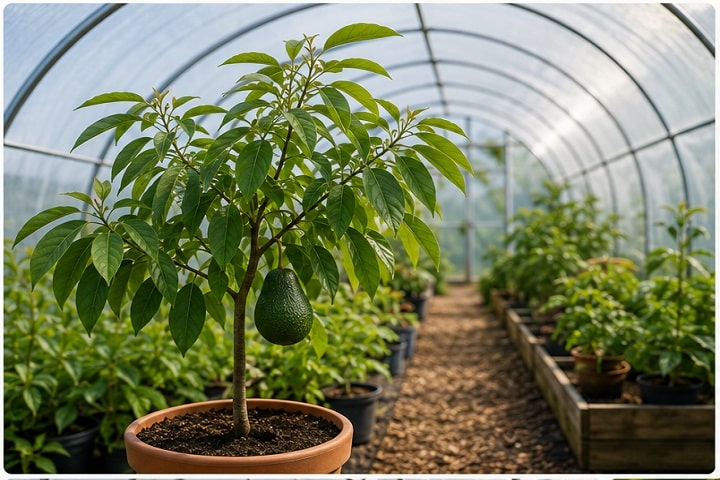 growing avocado in polytunnel