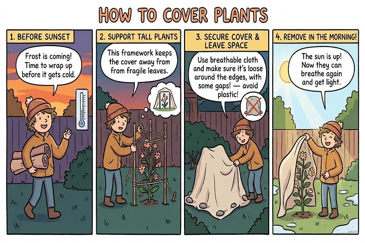 how to cover plants to protect from frost illustration